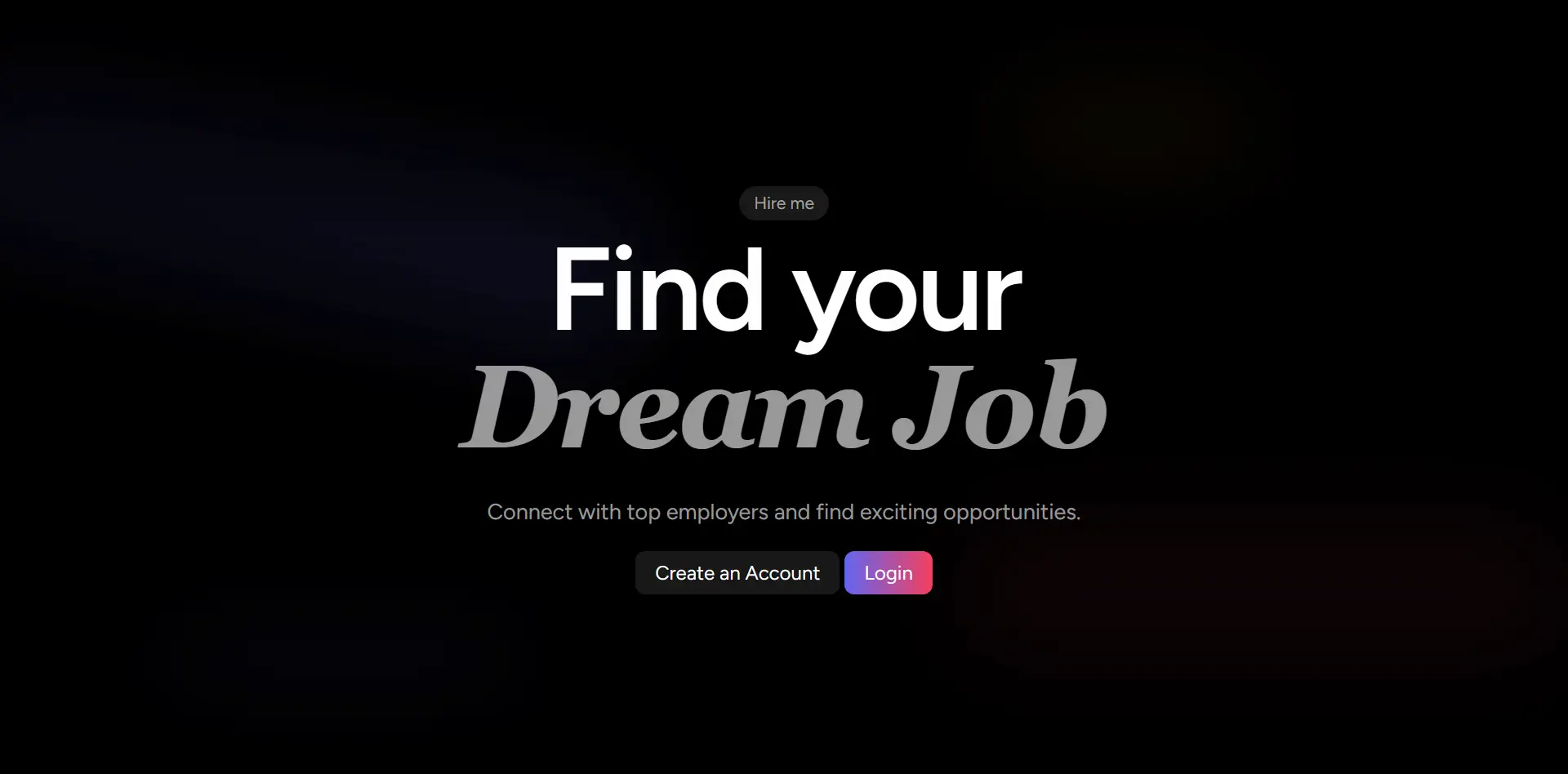 تطبيق وظائف - صفحة الترحيب