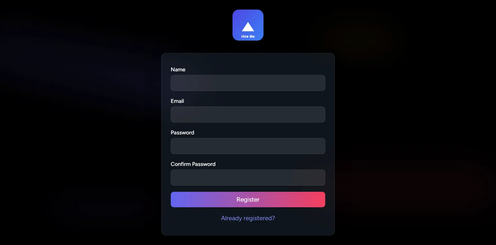 تطبيق وظائف - صفحة انشاء الحساب