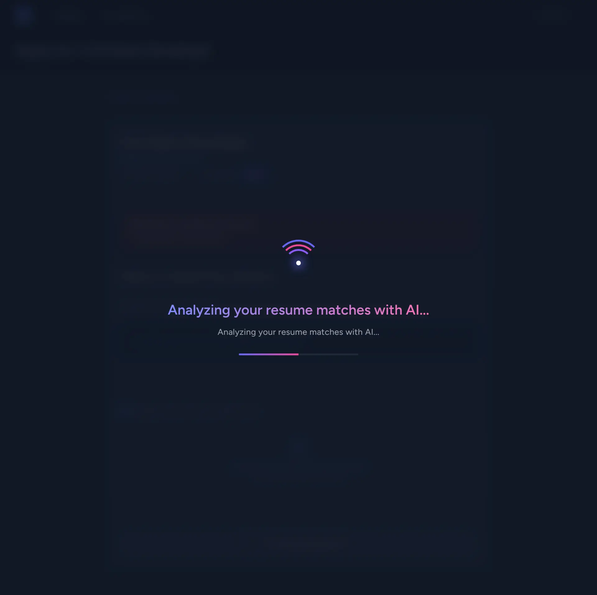 تطبيق وظائف - صفحة انتظار رفع الملف والتحليل