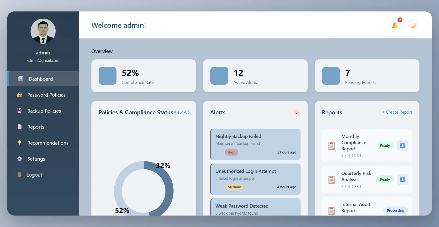 نظام الامتثال الآمن - لوحة التحكم